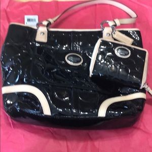 NWT Coach black tote includes  new wallet